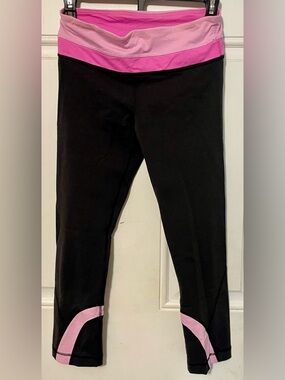 lululemon athletica Black Leggings with Pink Waistband & Trim